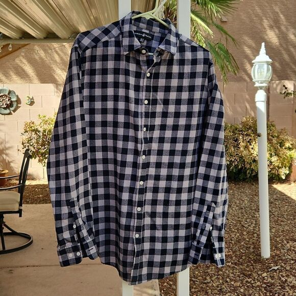 Beverly Hill Polo Club men's black gray plaid flannel XLT long sleeve sh… - Picture 2 of 6